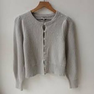 J. Crew Cashmere puff-sleeve cardigan sweater in Gray.           Size Small